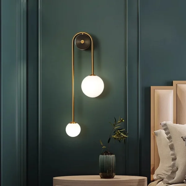 Wall lamp - Bedroom Bedside Wall Light Lamp Glass Ball Gold - Image 3