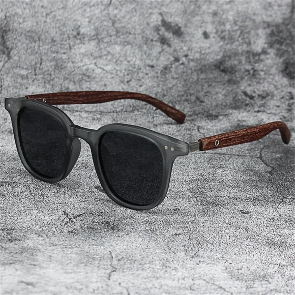 Sunglasses - Classic Sun Glasses Men Wooden Frame - Image 2