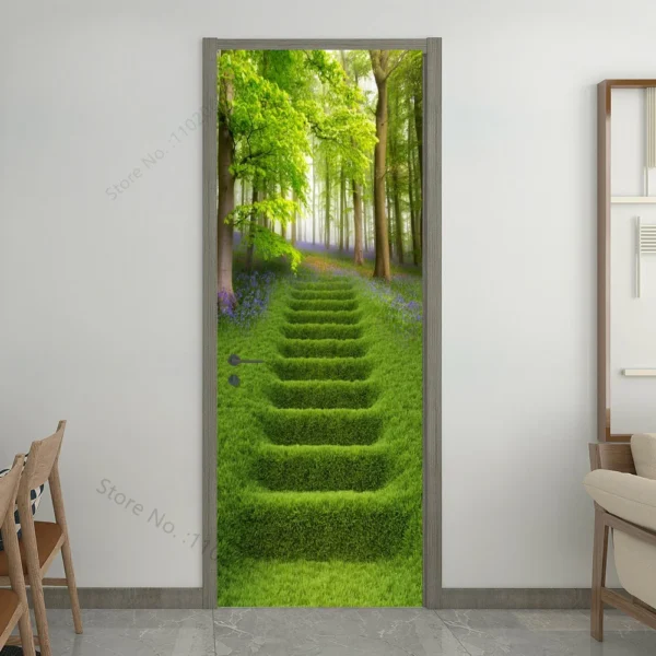 Removable Vinyl Decal Landscape Door Wallpaper - Image 2