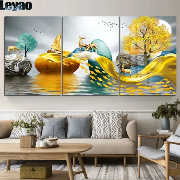 5D Diamond Mosaic Abstract Painting 3pcs/set