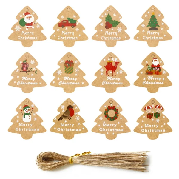 48pcs Merry Christmas Kraft Paper Tags - Image 6