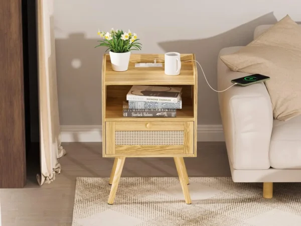 Nightstands Set Rattan Decor - Image 6