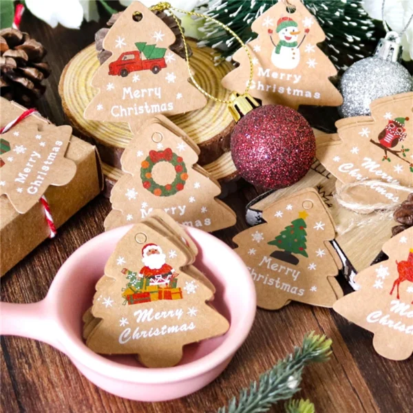 48pcs Merry Christmas Kraft Paper Tags - Image 3