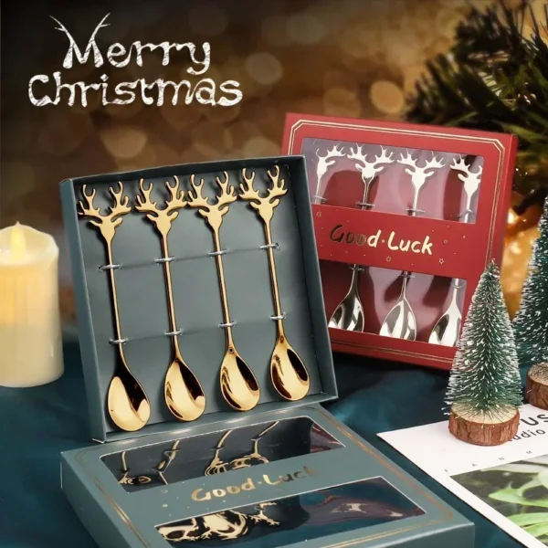 4pcs Christmas Stainless Coffee