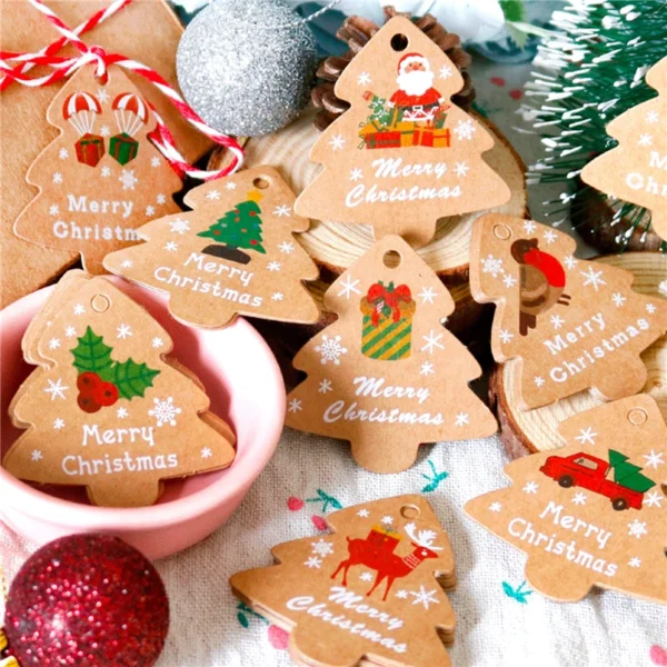 48pcs Merry Christmas Kraft Paper Tags - Image 2