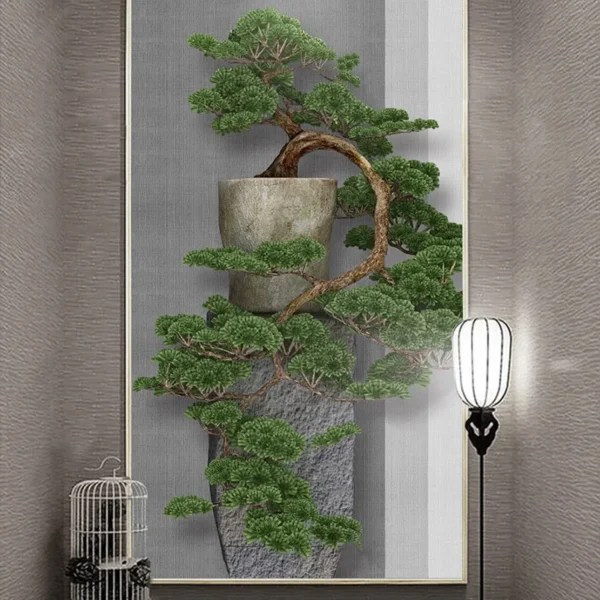 3D Green Pine Tree Wall Decorative Painting - Image 2