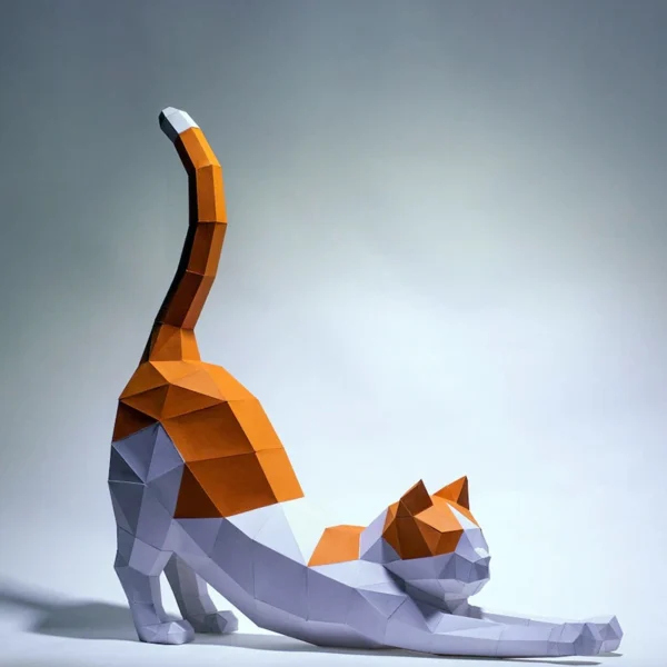 62cm Stretched Cat Paper Model