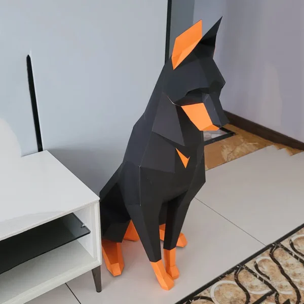 Doberman 3D Animal Sculpture Paper - Image 4