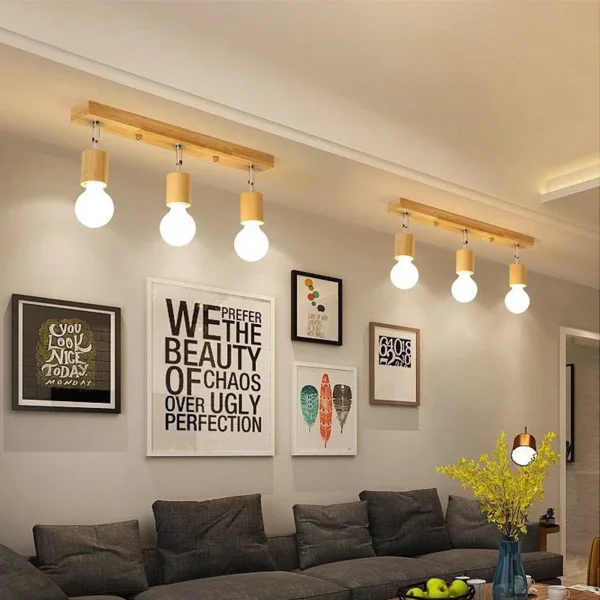 Modern Wooden Ceiling Light - Image 2